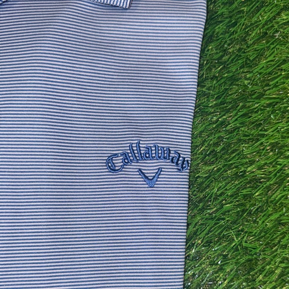 Callaway Men's Striped Polo Shirt in Light Blue Opti Dri XL Long Sleeves - Picture 3 of 7